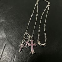 Collier à double épée incrusté de diamants, élégant et polyvalent, tendance et personnalisé pour les couples