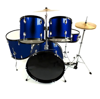 Kit de batterie pour débutants : grosse caisse, caisse, tom, 5 fûts, 3 cymbales