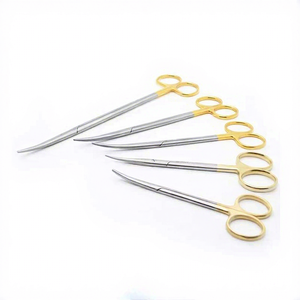 Ciseaux Mayo Metzenbaum de haute qualité |   Ciseaux de dissection pour tissus, droits et courbés |   Manuel allemand en acier inoxydable |   Argent Or - Product Image 1