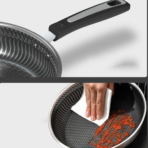 Poêle à frire antiadhésive en nid d'abeille <span class=keywords><strong>de</strong></span> 26 cm, en acier inoxydable 304/316, fond plat, profonde et ronde, pour <span class=keywords><strong>cuisine</strong></span> <span class=keywords><strong>de</strong></span> restaurant - Product Image 5