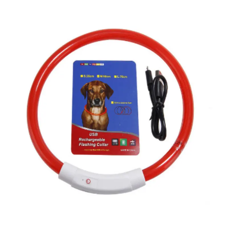 Collar de perro LED recargable por USB, Collar de seguridad para mascotas con luz de TPU personalizado, collares de perro resistentes al agua para perros de todos los tamaños