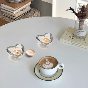 Em forma de coração transparente vidro chá luz vela golder para o casamento mesa decoração - Product Image 4