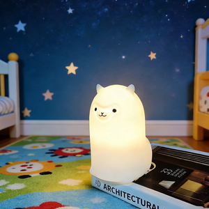 โคมไฟซิลิโคนรูปอัลปาก้าสำหรับเด็ก โคมไฟสร้างบรรยากาศในห้องนอนเด็ก เหมาะสำหรับห้องเด็กธีมมิตรภาพ - Product Image 1