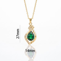 Ensemble de colliers en cuivre et zircone pour femmes, pendentif en cristal vert émeraude, or et argent, cadeau d'anniversaire