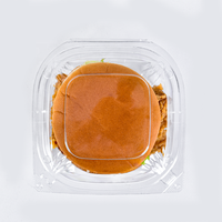 Boîte d'emballage alimentaire à emporter en plastique transparent PET personnalisée en gros, boîte à clapet jetable pour hamburger