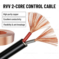 Cable de Alimentación Flexible RVV de 2 Núcleos 2x1mm² 300/500V, Cobre con Revestimiento de PVC Negro para Cableado de Señalización LED