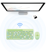Kustom Oval keycap portabel Tablet Keyboard dan Mouse nirkabel 100 tombol membran Slim Keyboard