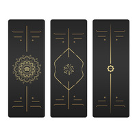 Tapis de yoga en caoutchouc naturel PU estampé à chaud or de luxe, épaissi, antidérapant, professionnel, pour l'entraînement, avec support pour logo personnalisé