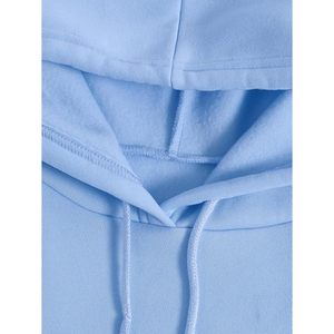 Sudadera con Capucha Extra Grande Personalizada para Mujer, Color Azul Claro, con Estampado Gráfico, Manga Larga, Corte Holgado, con Bolsillo Tipo Canguro, Tejido Transpirable - Product Image 3