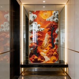 Impresión HD de Paisaje Forestal Rojo Moderno, Decoración para el Hogar, Sala de Estar, Hotel, Arte de Pared Interior, Pintura de Porcelana con Cristal LED - Product Image 1