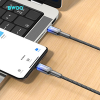 BWOO kabel Data pengisi daya Usb Android, kabel pengisi daya Laptop 65W, kabel Data pengisian cepat Usb 3.0 5A tipe-c ke tipe-c