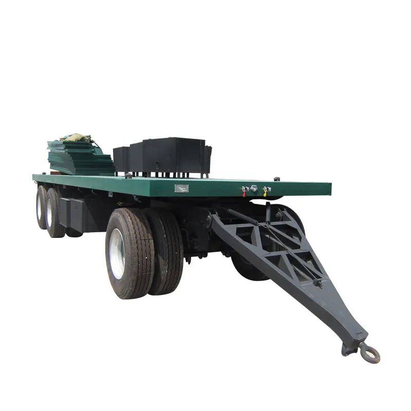 China wholesaler importer exporter 3 axles low flatbed bed draw bar full trailer