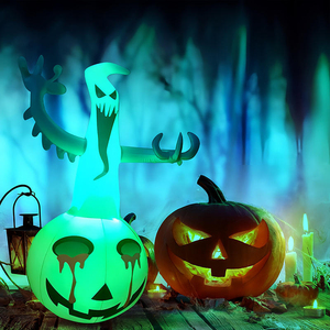 Decoración de Halloween para Exteriores, Calabaza Inflable de Halloween, Juguete Inflable de Calabaza Fantasma con Luz LED - Product Image 1
