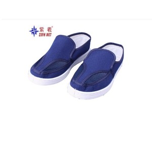 Factory direct sales of anti-static mesh shoes, white and blue <b>PVC</b> canvas two-hole mesh shoes, anti-static cleanroom work shoes. - Product Image 4