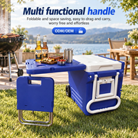 Glacière roulante 32L isolée en PU, table et chaises pliables, pour plage et fêtes, couvercle hermétique, OEM ODM