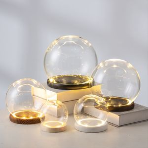 Base de couverture en verre de fleurs séchées avec boîte d'affichage de lumière dôme en verre de poussière de lumière fait à la main modèle de verre lumineux couvercle en verre lumineux - Product Image 2