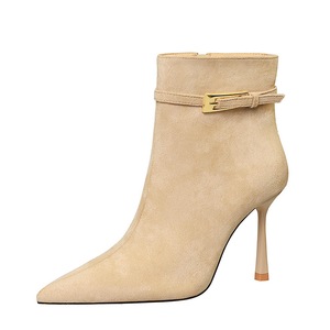 7922 inverno stile europeo americano Sexy stivaletti alti alla caviglia a punta in pelle scamosciata con cerniera laterale con <span class=keywords><strong>tacco</strong></span> sottile Super alta - Product Image 3