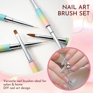 Lot de 5 brosses à ongles double embout, dégradé pastel, prise en main facile, multi-usages, personnalisables, vente en gros, outils de manucure pour salon, peinture au gel - Product Image 4