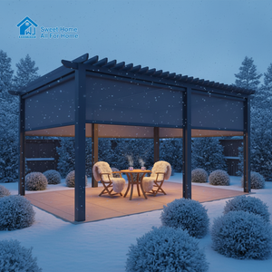 Pérgola de Aluminio para Exteriores <span class=keywords><strong>con</strong></span> Techo de Láminas Ajustables, Gazebo Impermeable para Patio, Toldo para Jardín, Kit de Pérgola Bioclimática - Product Image 2