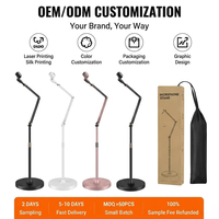 Statif Mikrofon Lantai Heavy Duty dengan Alas Berbobot, Rotasi 360°, Tinggi Dapat Disesuaikan, untuk Panggung, Studio, Konferensi, OEM, Grosir