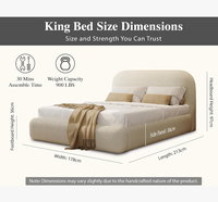 Lit Moderne Dernière Génération, Ensemble de Chambre Européen en Bois Blanc Beige, Lit Ottoman à Couvercle Relevable avec Rangement, Tailles Queen et King