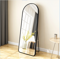 Grand Miroir de Dressing Doré et Noir, Design Ovale Moderne et Glamour, Arqué, à Poser au Sol, à Fixer au Mur ou Autoportant, Corps Entier