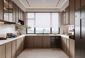 Conception de cuisines modernes personnalisées en mélamine à grain de bois laqué, peinture ouverte - Product Image 2