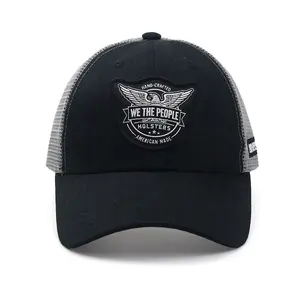 Oem Custom Zwarte Trucker Hoed 100% Katoenen Sport Pet Met Custom Borduurlogo