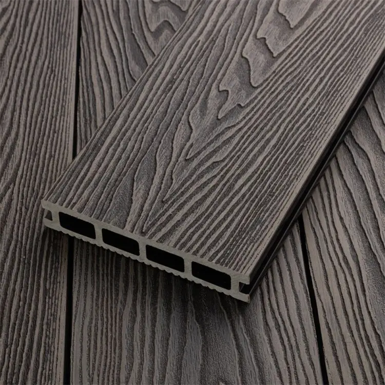 Panel de extrusión de WPC compuesto de plástico y piedra de madera para exterior WPC piso de panel de cubierta hueco sólido
