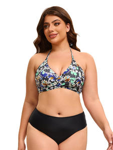 Maillot de bain de fitness grande taille pour femmes européennes et américaines élégant motif solide imprimé découpé dans le dos Design écologique et respirant - Product Image 2