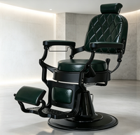 Fauteuil de barbier au style rétro haut de gamme, repose-pieds réglable, fauteuil de barbier rotatif pour salon de coiffure masculin