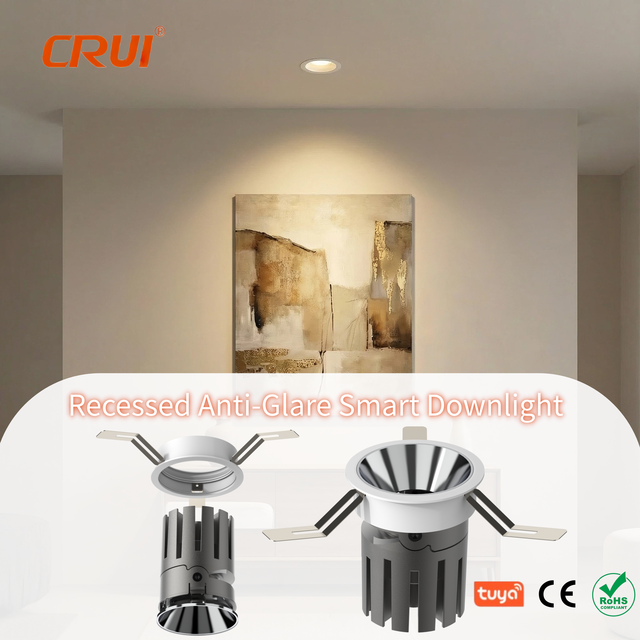 Modern Design 7W Black Smart Ceiling Downlight 85-265V Tuya Control Ceiling Downlight for Commercial Lighting