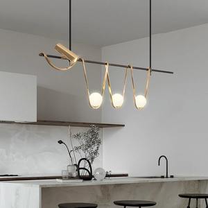 Luminaire LED d'art créatif nordique, luminaire suspendu minimaliste tendance pour restaurant, hall, bar et salon, design de ligne de luxe - Product Image 4