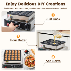 Điện không dính Mini Pancake <span class=keywords><strong>Maker</strong></span> 110V/220V 25 lỗ poffertje & Dorayaki bánh muffin <span class=keywords><strong>Waffle</strong></span> Máy nấu ăn thiết bị - Product Image 2