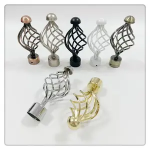 Ajustável Único Duplo Longo Espiral Cabeça Roman Rod Ferro Metal Cortina Rod Acessórios Finials para Cortina Pólo