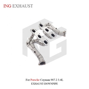 Colector de escape de <span class=keywords><strong>acero</strong></span> <span class=keywords><strong>inoxidable</strong></span> ING <span class=keywords><strong>con</strong></span> escudo térmico para Porsche Cayman 987.2 3.4L, mejora de rendimiento de montaje directo, venta al por mayor - Product Image 4