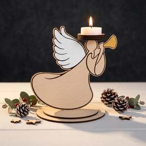 Porte-bougie de Noël en bois, décoration de table, support pour bougie chauffe-plat en forme de dessin animé, décoration de maison pour les fêtes, ornement festif - Product Image 3