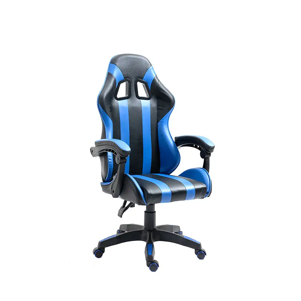 Хит продаж, удобный компьютерный игровой стул, эргономичное кресло, вращающееся мягкое синее игровое кресло из искусственной кожи
