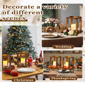 Wooden Candle Holder Square <b>Desktop</b> <b>Shelf</b> Wedding Decorative Ornament Lantern Stand - Product Image 3
