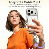 Câble de données antivol en nylon Type-C vers Type-C de 0,3 m, violet, 240 W, avec lanière de poignet, pour iPhone 17 et pour le bureau, la maison et les séances de streaming