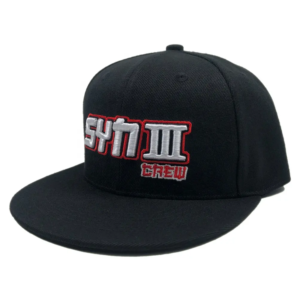 Chapeau de baseball gorras en acrylique noir à 6 panneaux avec logo brodé, casquette personnalisée