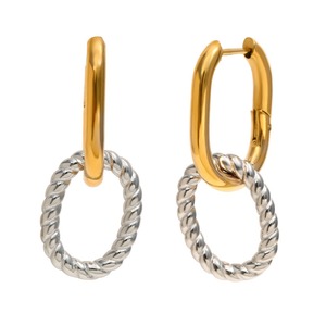 <span class=keywords><strong>Boucles</strong></span> d'oreilles en acier inoxydable plaqué or 18 carats à la mode à prix de gros Géométrique Dainty <span class=keywords><strong>Multi</strong></span>-ring Twist Twist Two Tone Color Matching - Product Image 3