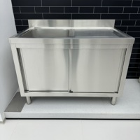 Évier commercial en acier inoxydable, évier double de style européen pour restaurant, table de préparation de cuisine avec étagère inférieure, fabriqué en Chine