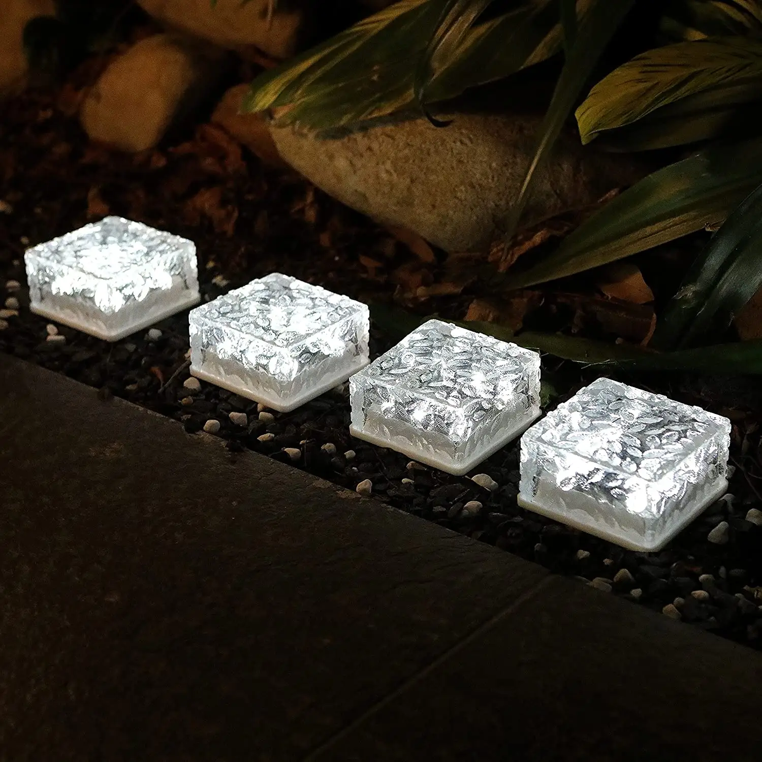Solar LED ice brick light glass outdoor courtyard floor tile light garden landscape decoration underground light