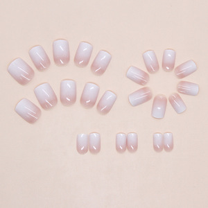24 <span class=keywords><strong>Uñas</strong></span> Postizas Artificiales para Mujer, Venta al por Mayor, Empaque Personalizado, <span class=keywords><strong>Uñas</strong></span> Francesas con <span class=keywords><strong>Punta</strong></span> en Degradado Blanco, <span class=keywords><strong>Uñas</strong></span> Acrílicas a Presión - Product Image 3