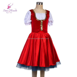 19216 Corsé de terciopelo rojo con falda de satén con capas de tul negro para danza rusa - Product Image 3