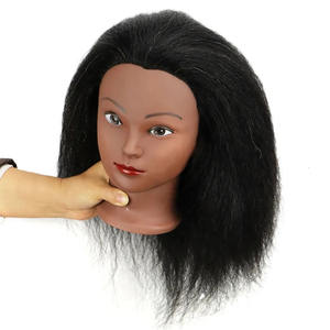 Tête de mannequin afro pour femme, vente chaude, 100% cheveux humains lisses de 16 pouces, pour les cosmétologues et les coiffeurs, tête d'entraînement pour couper et tresser - Product Image 3