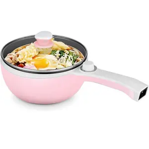 Portable Electric Hot Pot 1.5L Mini Electric Fondue Pot Non-Stick Saute Pan with Power Adjustment, for Stir Fry, Roast, Steam