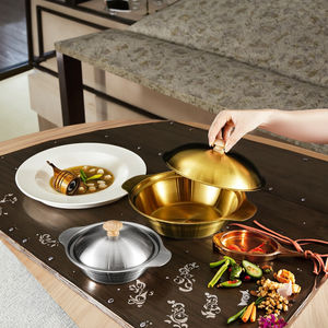 قدر طهي كوري حديث من الفولاذ المقاوم للصدأ المقوى للمطاعم التجارية، مع غطاء ومقبضين، مناسب للمأكولات البحرية، بطبقة داخلية غير لاصقة - Product Image 2