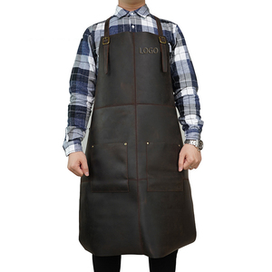 Grembiule da Lavoro Personalizzato in Vera Pelle Senza Maniche con Bretelle Incrociate, Impermeabile, Regolabile, con Tasche, per BBQ, Grigliate, Artigiani e Officina - Product Image 1